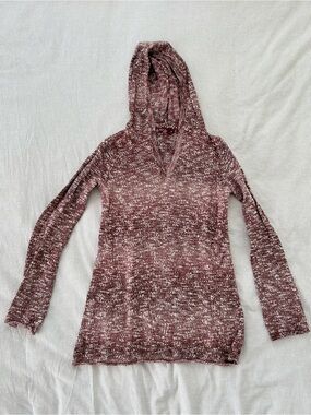 Women’s Prana Marled Hooded V-Neck Sweater in Dusty Rose